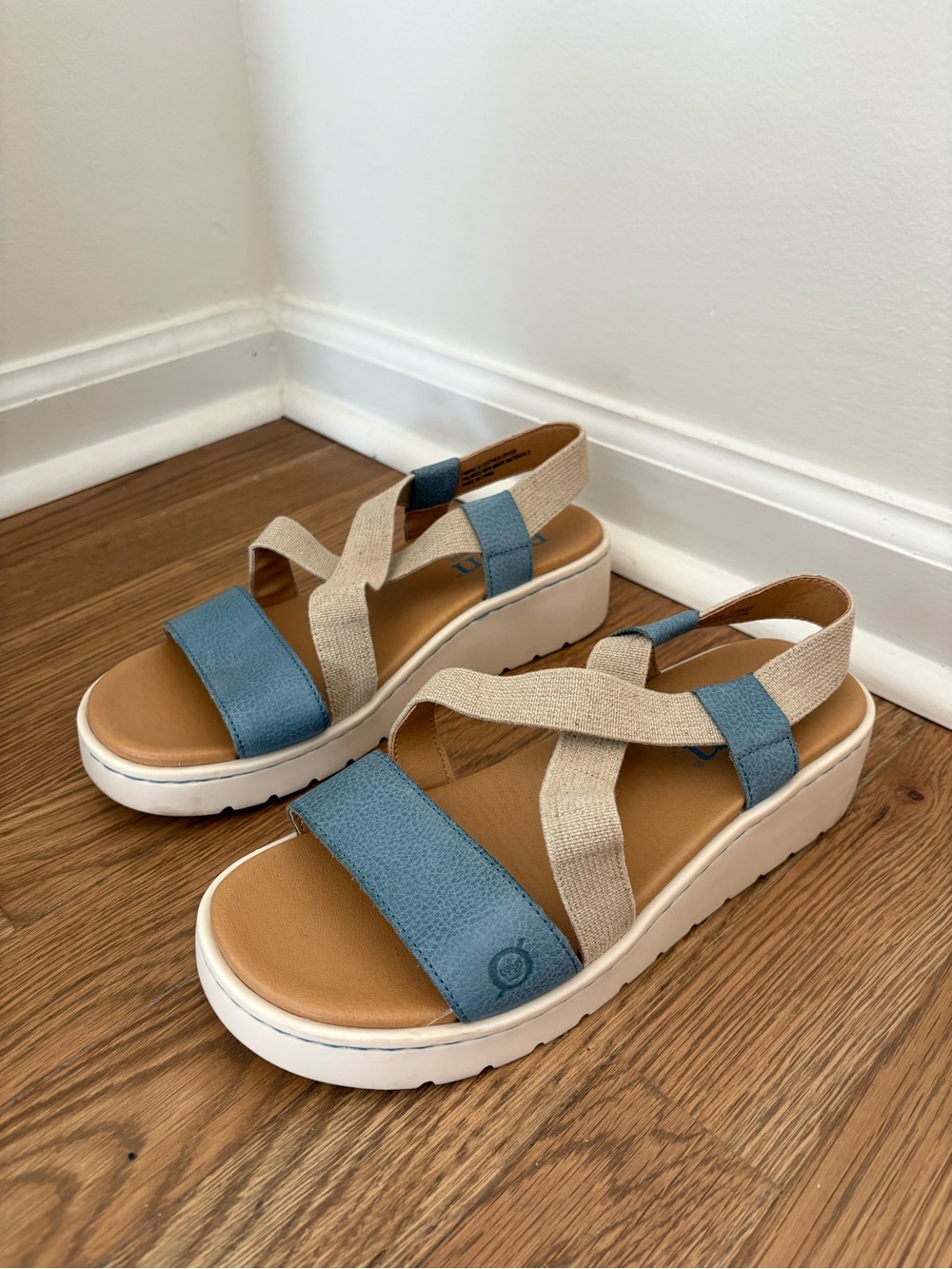 Børn Blue & Beige Platform Wedge Sandals Women’s